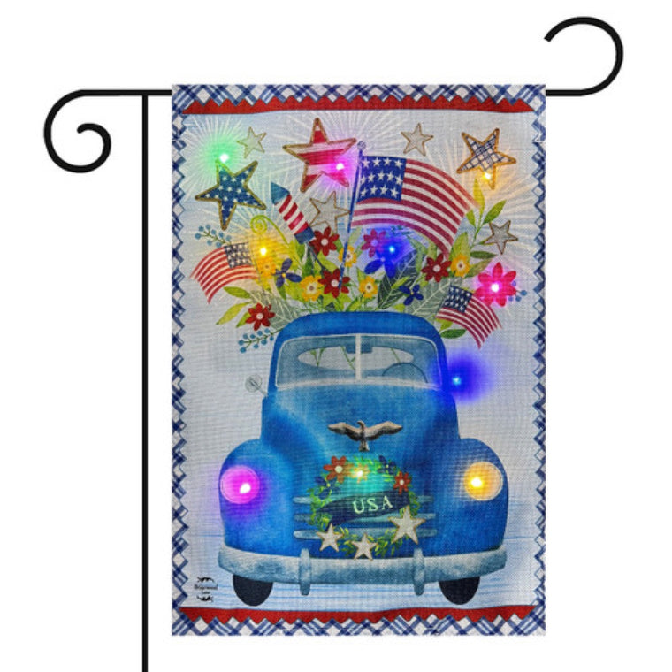 LED Burlap Garden Flag
