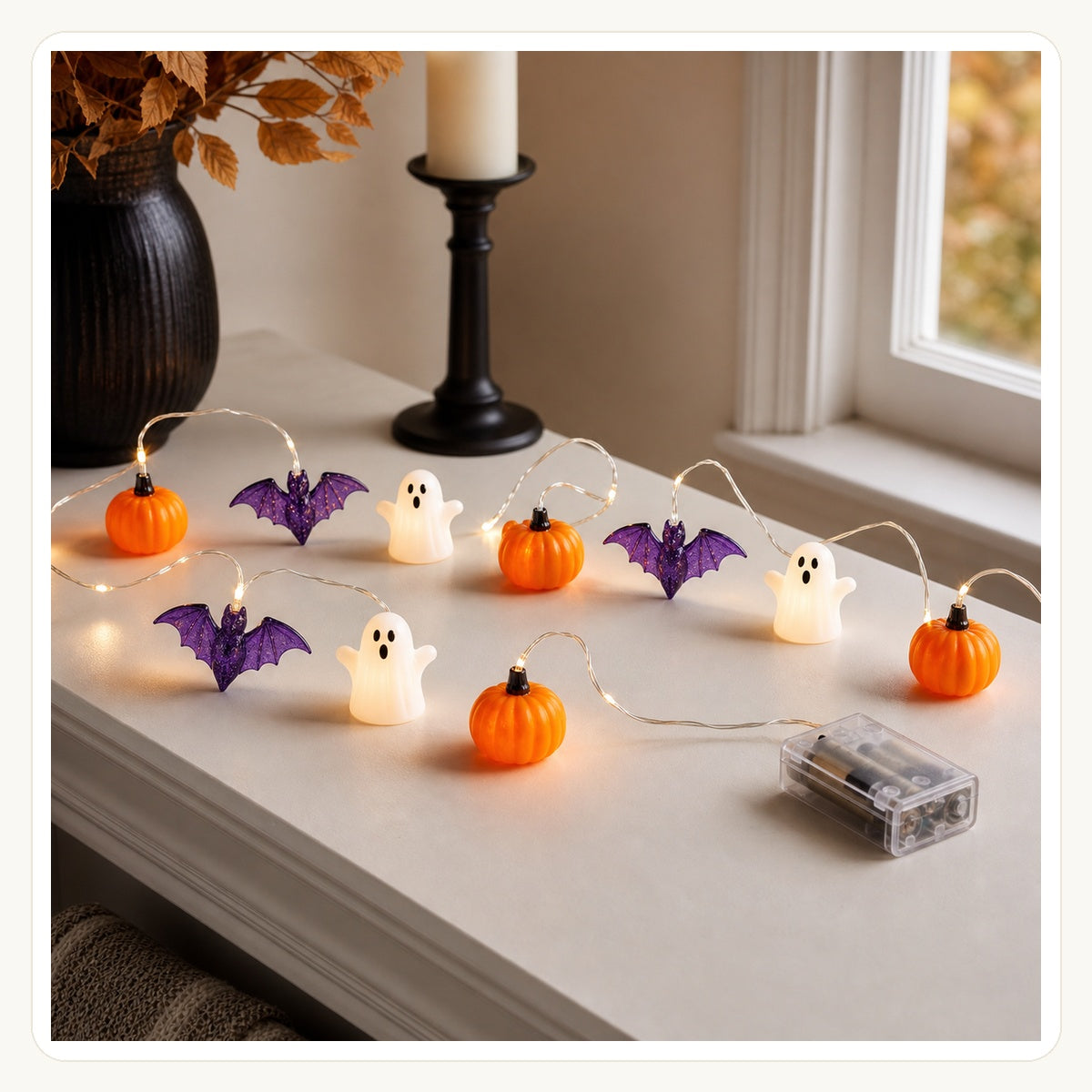Pumpkin, Bat & Ghost String Lights image 1