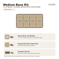 Medium Base Kit｜2 x 4｜24 x 48 in｜Includes 8 Base Tiles + 8 Litter Inserts + Rails