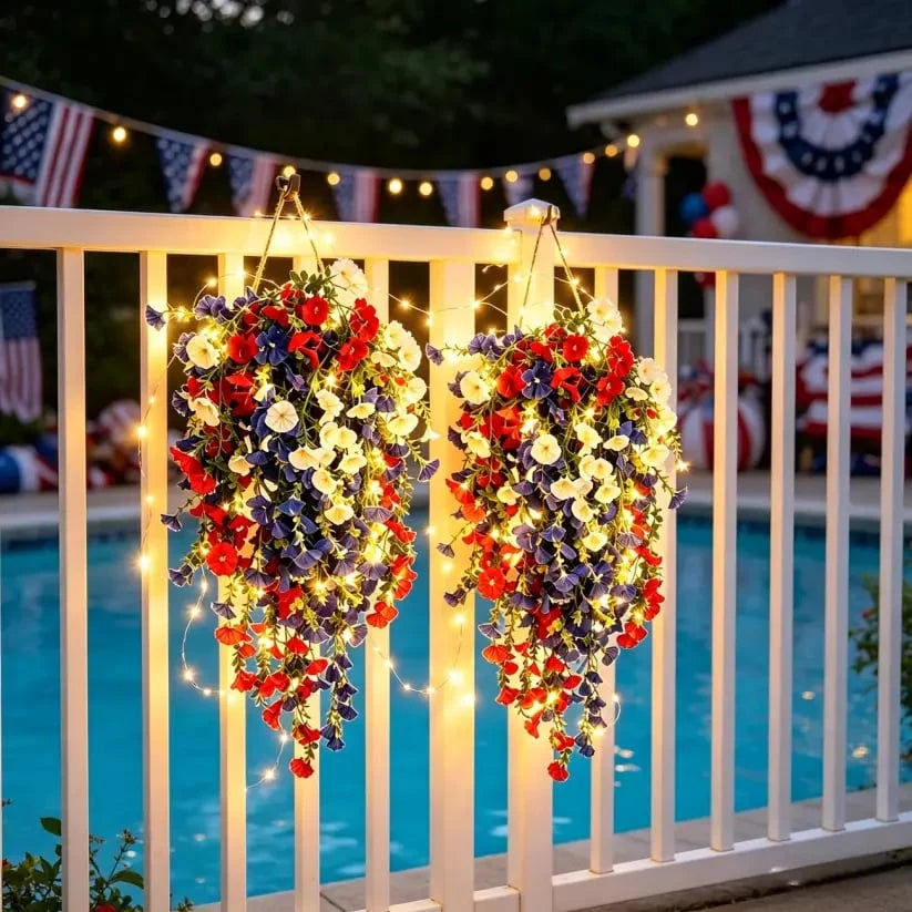 Patriotic Hanging Flower Baskets