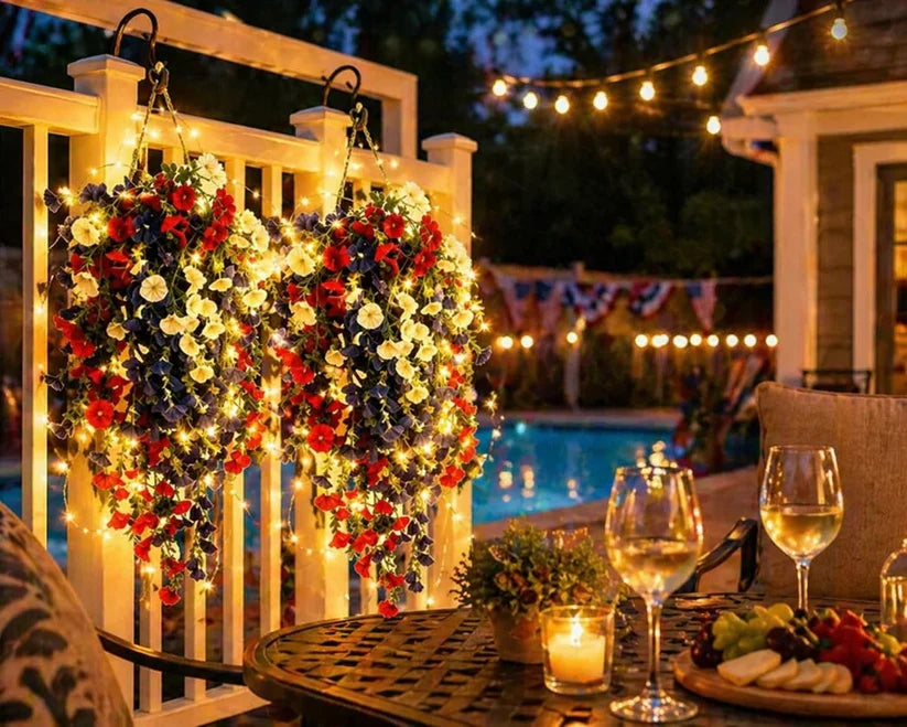 Patriotic Hanging Flower Baskets