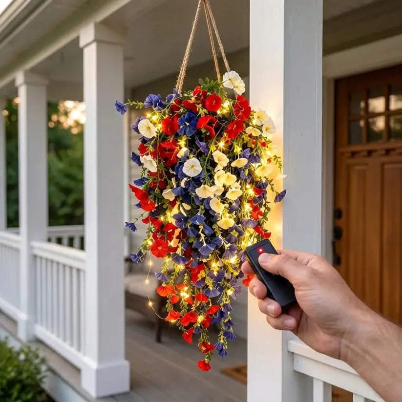 Patriotic Hanging Flower Baskets