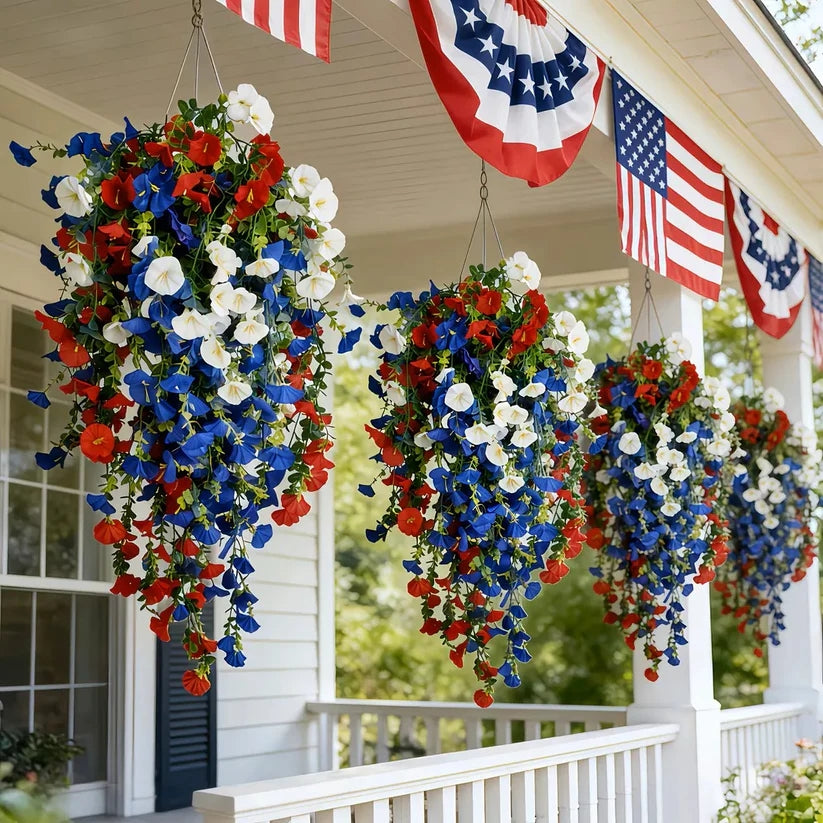 Patriotic Hanging Flower Baskets