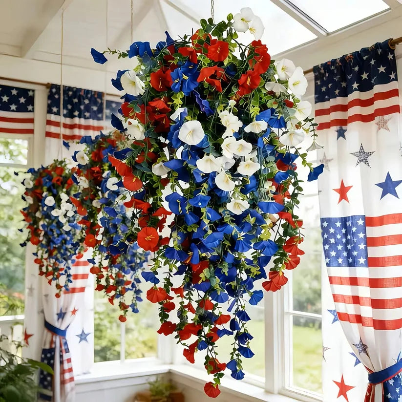 Patriotic Hanging Flower Baskets