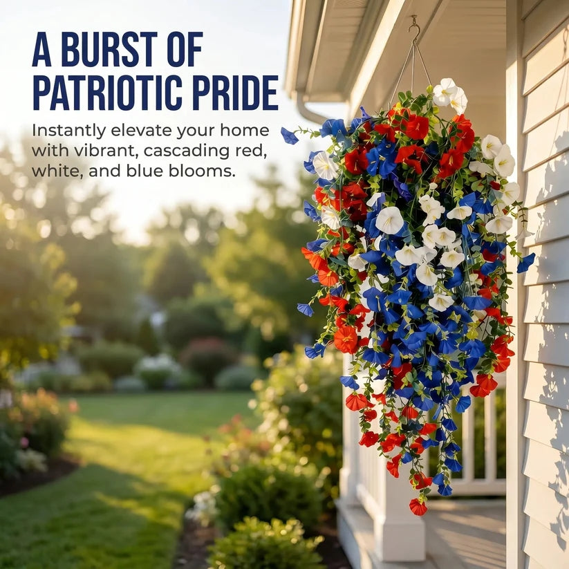 Patriotic Hanging Flower Baskets