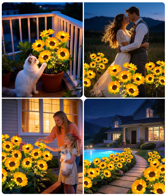 Solar Sunflower Garden Lights