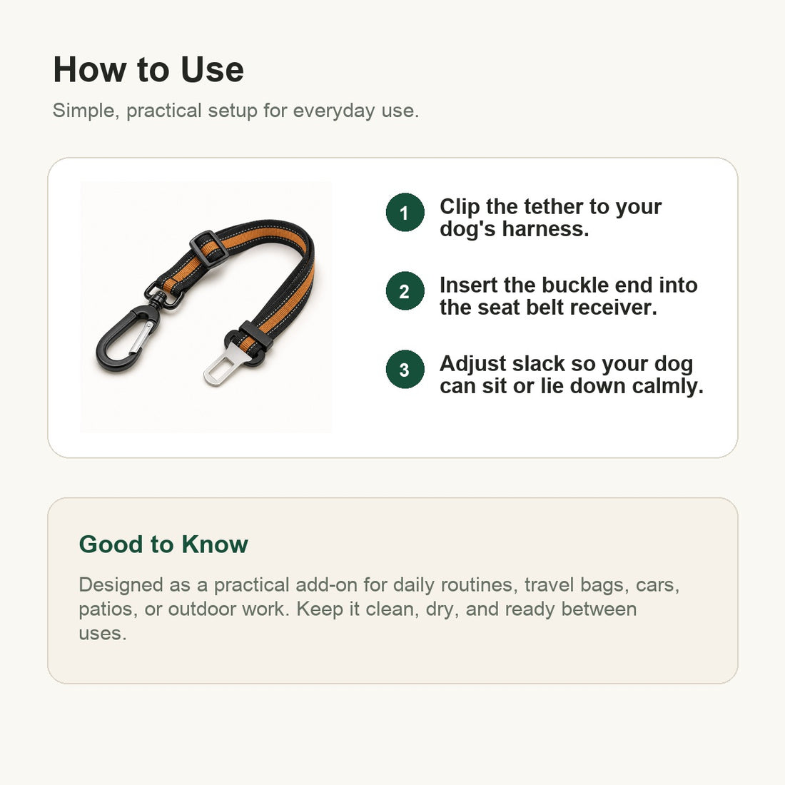 Adjustable Dog Car Seat Belt Tether
