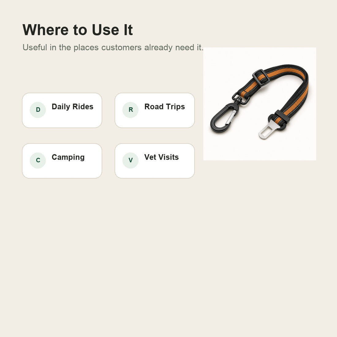 Adjustable Dog Car Seat Belt Tether