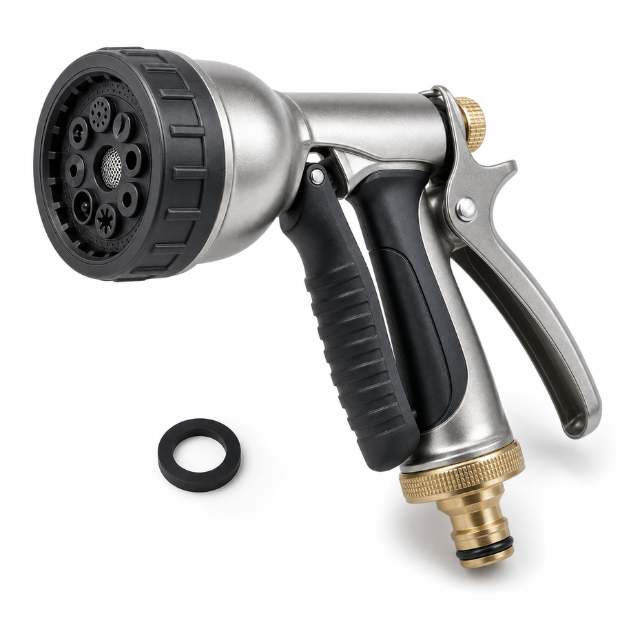 Heavy Duty Metal Garden Hose Nozzle - 7 Spray Patterns