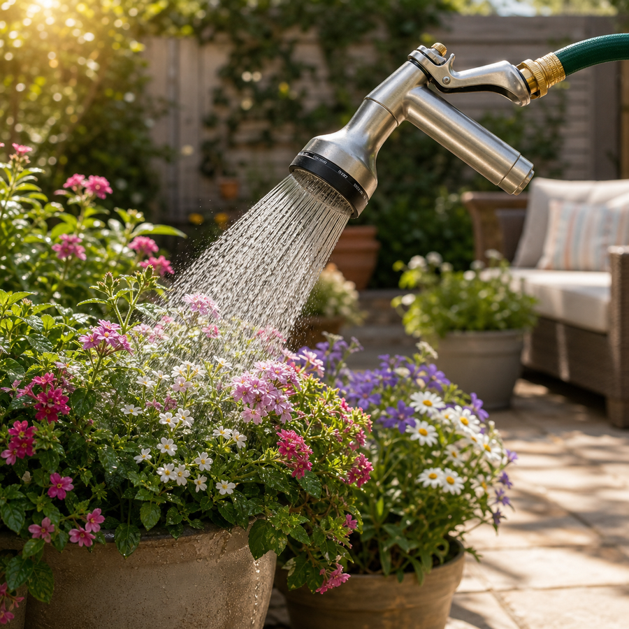 Heavy Duty Metal Garden Hose Nozzle - 7 Spray Patterns
