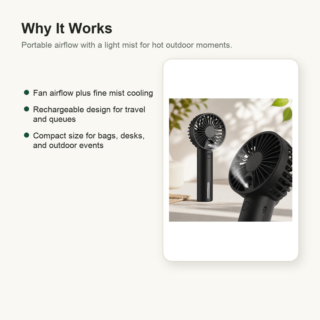 Handheld Mist Cooling Fan