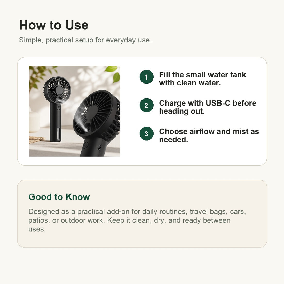 Handheld Mist Cooling Fan