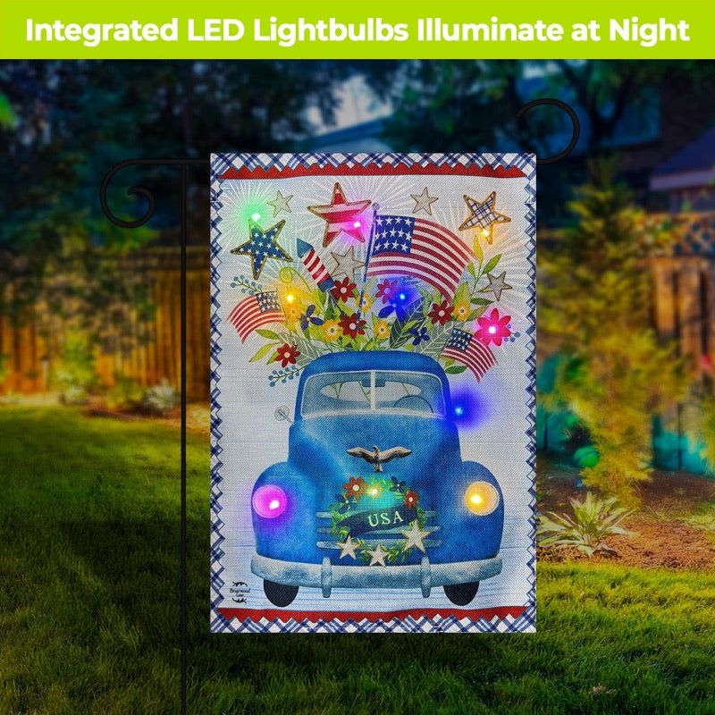 LED Burlap Garden Flag