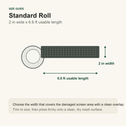 Standard roll size guide for screen repair tape