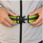Hands clipping the waist belt buckle