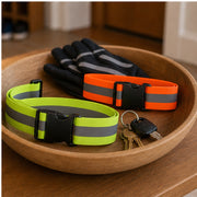 Reflective waist belts ready by the entryway
