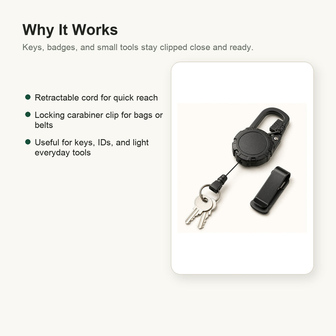 Retractable Carabiner Keychain Clip