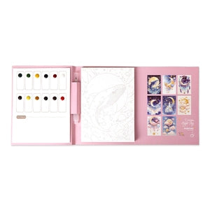 Portable watercolor set in use