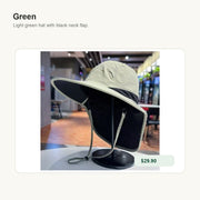 Foldable UPF50+ Sun Hat with Neck Flap Green