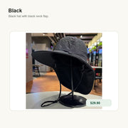 Foldable UPF50+ Sun Hat with Neck Flap Black