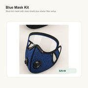 Carbon Filter Mask with Eye Shield Blue Mask Kit