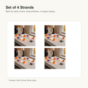 Pumpkin, Bat & Ghost String Lights Set of 4 Strands