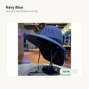 Foldable UPF50+ Sun Hat with Neck Flap Navy Blue